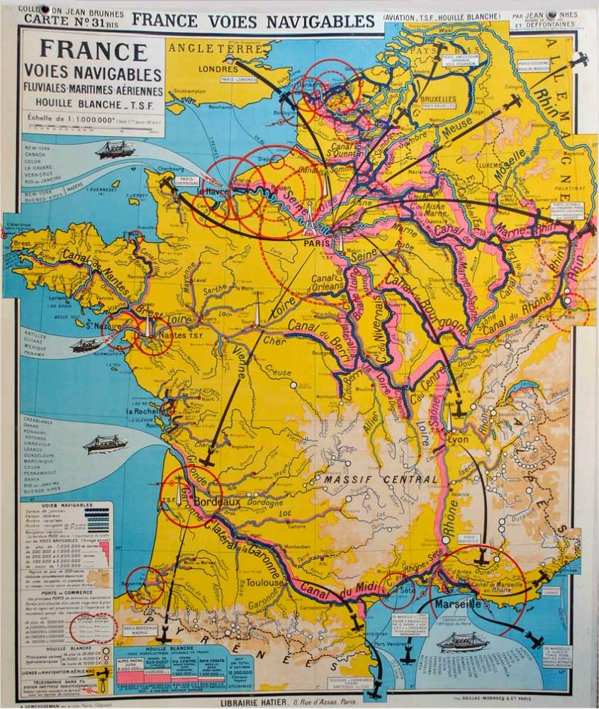 carte ancienne voies fluviales francaise